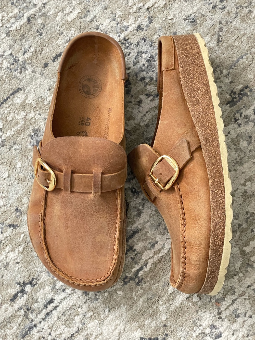 Birkenstock Buckley Clog Mule Cognac Leather Regular Width Brown